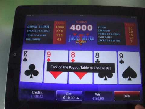 Jacks or Better - Me playing Jacks or Better video poker at Spin Palace mobile casino.