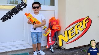 Zombie Nerf park war | DJ pretends to fight zombies with a Nerf gun || Dj_Play_Day
