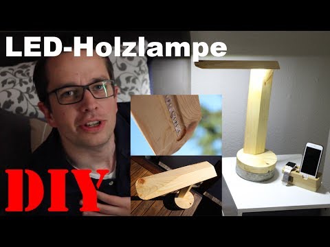 DIY LED Holz Beton Lampe Nachttischlampe Schreibtischlampe selber bauen #HolzwurmTomChallenge2017