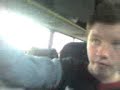 Leydon on a bus
