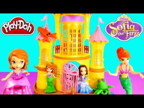 little mermaid - Disney Princess Sofia The First Floating Sea Palace Little Mermaid Ariel Play Doh Toys Review. Mattel playset comes with mermaid Sofia The First, mermaid whe...