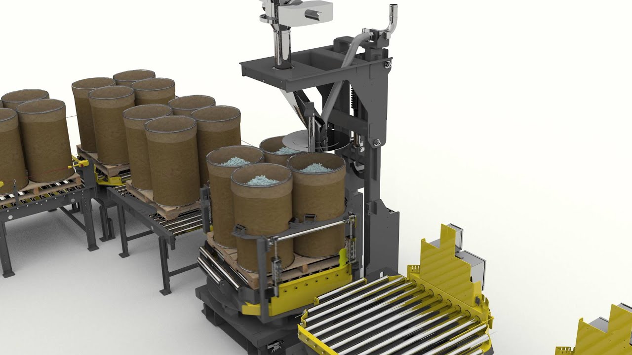 Bulk Container Filler System for Packaging of Dry Bulk Materials into Drums and Bulk Bags.