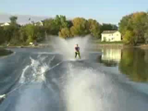 freeride films - Kyle attempts to barefoot ski behind snowmobile.