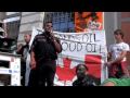 George Poitras speaking in London Englan in front of BP HQ