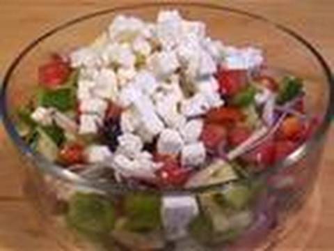 Salad - Typical Greek Salad Recipe with feta cheese and black olives: an appetising lunch! A Greek classic. Try our Greek Salad recipe. Subscribe! http://www.youtube...