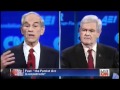 Ron Paul OWNS illuminati Puppet Newt Gingrich On The Patriot Act On Cnn Republican Debate 2012