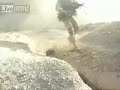 The camera starts rolling apparently after an A-10 has rolled in for close air support for a set of British troops in Afghanistan. The unmistakable sound of the A-10s 30mm cannon is heard multiple times as another burst of rounds hits very close to the troops.