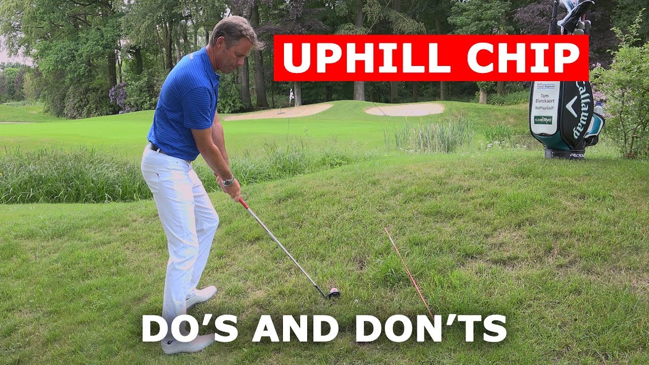 How to play a steep uphill chip over a water hazard
