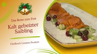 Gebeizter Saibling an Gurkenkompott mit Honig-Balsamiko-Dressing Gebeizter Saibling an Gurkenkompott mit Honig-Balsamiko-Dressing