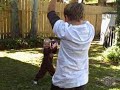 Grayson kicks football