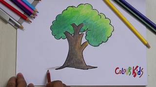 #Drawing#Art#Tree#Colour#Kids. how to draw a tree very easy for children kids step by step