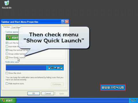 how to quick launch windows xp