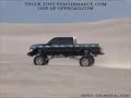 truck toyz performance from mcallen tx took their sema show trucks to the dunes after the show. the truck owners have many years off roading in all types terrain. dunes this big are not found in texas. the camera never does dunes justice because when the camera is on the hill, it no longer looks like you are on the side of a steep slope. the dunes are one of the steepest dunes in california. test and tune was the theme of the day and the goal was to get a feel for the abilities of the one up offroad suspensions. this was not a big air contest and we did not set out to see how far or high we could jump. it was a day to have fun and sight see the dunes. music, krokus - stay awake all night