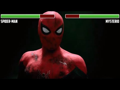 Spider-Man vs. Mysterio WITH HEALTHBARS | Final Fight | HD | Spider-Man: Far From Home