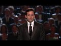 Clip Steve Carell presenting the award for outstanding variety, music or comedy program. Including comments from his fellow cast members on The Office. Video