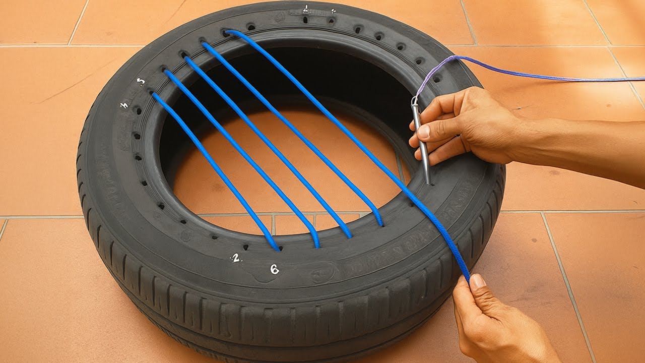 Crazy invention of a 60 year old plumber! Just thread a wire into the tire and see the surprise