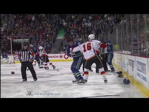 Canucks - Brian McGrattan vs Tom Sestito, Kevin Westgarth vs Kellan Lain, Ladislav Smid vs Kevin Bieksa, Blair Jones vs Dale Weise, and Chris Butler vs Jason Garrison ...