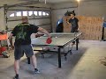 This is a match in my garage against Werner Schlager. Of course he did not play seriousely and still destroyed me easy. There's of coruse a HUGE difference between 2100 - 2200 US level and world class. (look at my other videos to check my playing level) He was even playing with street shoes and Jeans but he did have at least his racket.. :-D This is game 2 and 3.. Game 3 was 11:1 for him and he didn't even have to try hard..