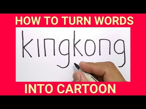 WOW, cara menggambar KINGKONG dari kata kingkong / how to turn words KINGKONG into CARTOON