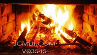 V03545 720p HD campfire-style wood stack burns up in firepla