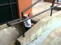 Stomp in the water, climb the stairs, run down the ramp, re