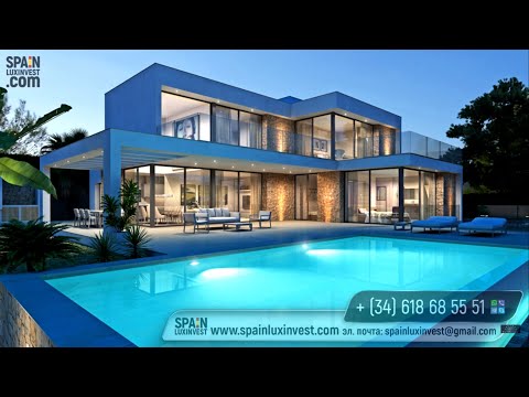 Luxury villa with sea and mountain views in Spain. New villas at the Costa Blanca in the style high-tech 