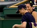 jelena jankovic & jamie murray in the wmbledon mixed doubles semi-finals. the j/j duo had only just finished the quarter-finals an hour before this on courrt 3, so this was an unscheduled surprise bonus for those with centre courrt tickets who were able to stay into saturday evening, 07/07/07. in a lovely moment of comedy, jelena invites a ball boy to sit in jamie's chair during a bathroom break, much to the crowds amusement. the pair went on to win the match, and sunday's final, making jamie the first british wmbledon champion for 20 years. a remarkable achievement especially since they'd never played together before, and jelena had never played mixed doubles.