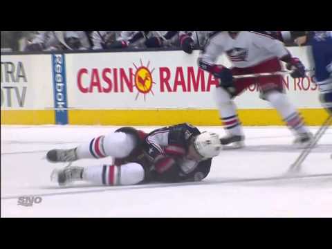 Dion Phaneuf's Clean Hit on Artem Anisimov - Blue Jackets vs Leafs - Nov 25th 2013 (HD)