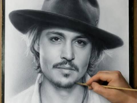 drawing - I wished to draw for a long time a portrait of well-known actor Johnny Depp, http://art-portrets.ru/johnny-depp-portrait.html as a result a portrait is drawn...