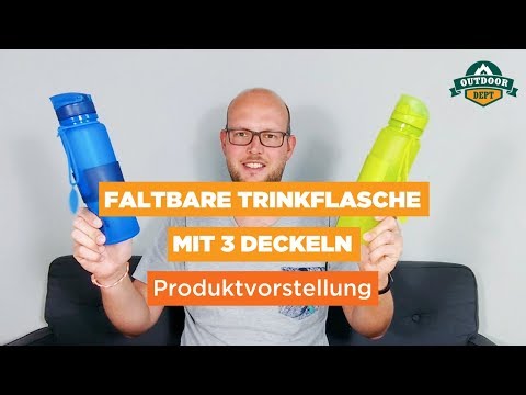 Faltbare Trinkflasche mit 3 Deckeln von OUTDOOR DEPT