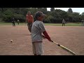 sunday softball - diego needs a bat his size :) http://bit.ly/8zksq