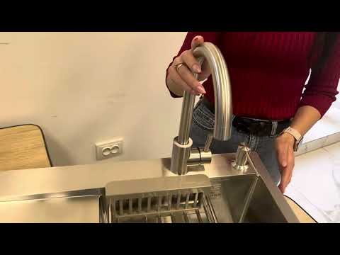 Мойка на кухню Kroner KRP Gebürstet - 6350RHM (3,0/1,0 мм) прямоугольная с сифоном и сушилкой для посуды - фото 1 - id-p2000973237