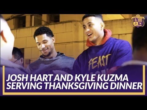 Video: Lakers Community: Hart, Kuzma, & Wagner Serve Some Thanksgiving Dinner To The Community