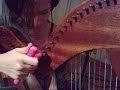 Maeve tunes her harp