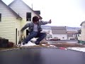 guy falls off trampoline!