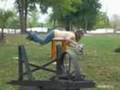Bored with a stool and leaf blower