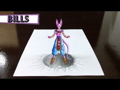 Desenhando Bills de Dragon Ball Z em 3D - Drawings Bills DBZ in 3D