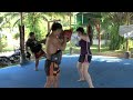Kru Moo ( Tiger Muay Thai ) works Pads with TMT Guest