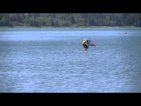 Trex 700e over water Glenmore resovoir , Calgary