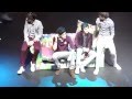 Harry getting a bra thrown at him whilst the boys are reading out tweets.
