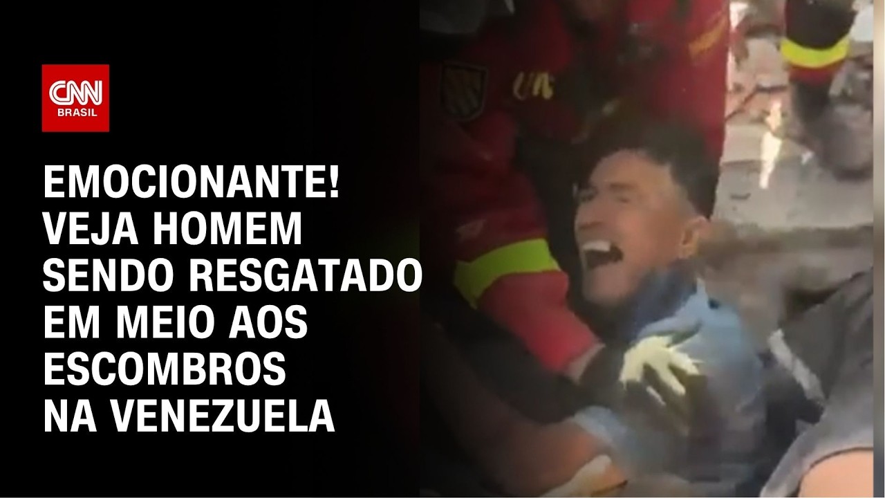 Homem é resgatado emocionado em meio aos escombros na Venezuela | CNN BRASIL