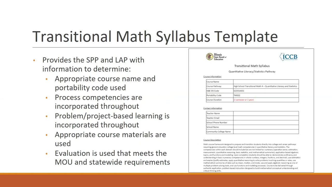 Transitional Math: Portability & ICCB Grant Programs