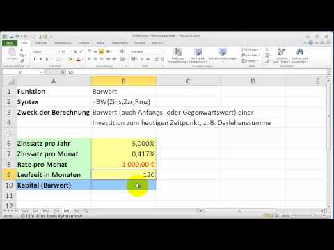 Excel-Funktion BW