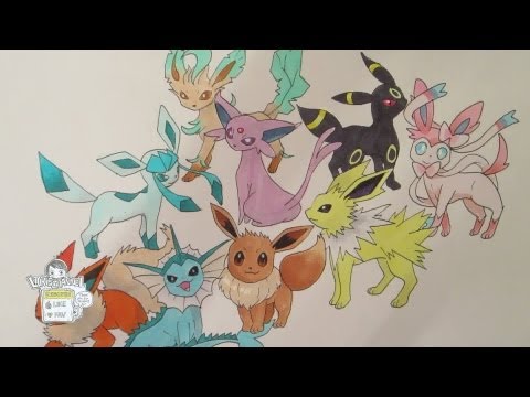 How to draw Pokemon: No. 133 Eevee and all its evolutions (REMAKE)