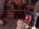 Jameson does a forward roll