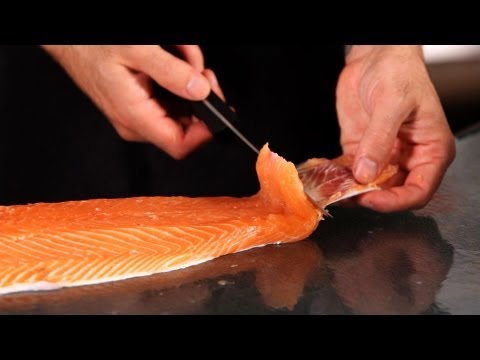 how to de skin salmon