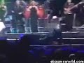 Cocky fool falls off stage. Cocky fool falls off stage.