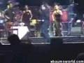 Cocky fool falls off stage.
