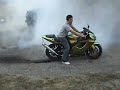 motorcycle burnout blows tire