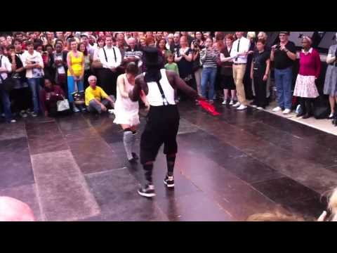 Screenshot from 2 couples dancing on the Electro Swing Speakeasy stage 2011 video